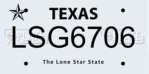 LSG6706 Texas License Plate