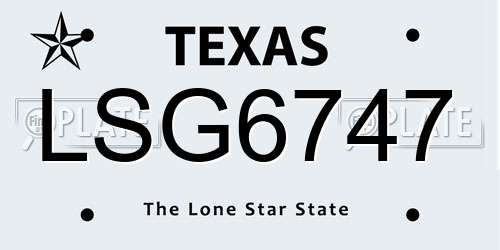 LSG6747 Texas License Plate