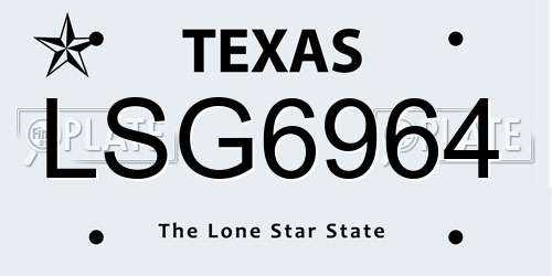 LSG6964 Texas License Plate