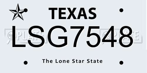 LSG7548 Texas License Plate