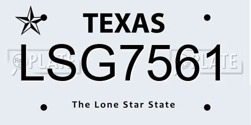 LSG7561 Texas License Plate