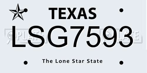 LSG7593 Texas License Plate