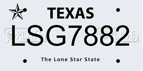 LSG7882 Texas License Plate