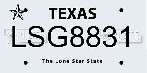 LSG8831 Texas License Plate