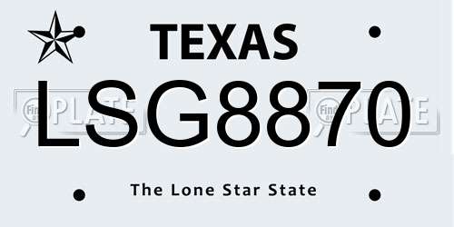 LSG8870 Texas License Plate