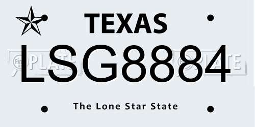 LSG8884 Texas License Plate