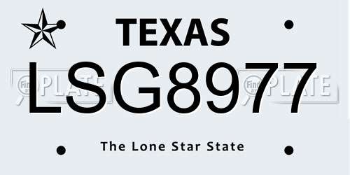 LSG8977 Texas License Plate