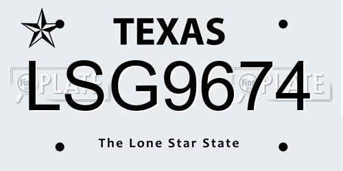 LSG9674 Texas License Plate