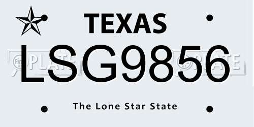 LSG9856 Texas License Plate