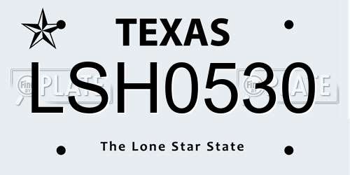 LSH0530 Texas License Plate