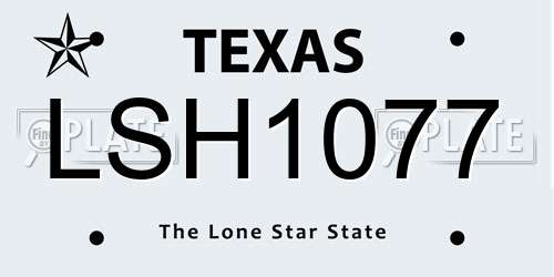 LSH1077 Texas License Plate
