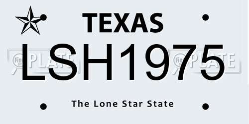LSH1975 Texas License Plate