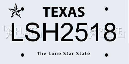 LSH2518 Texas License Plate
