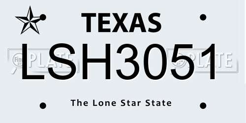 LSH3051 Texas License Plate