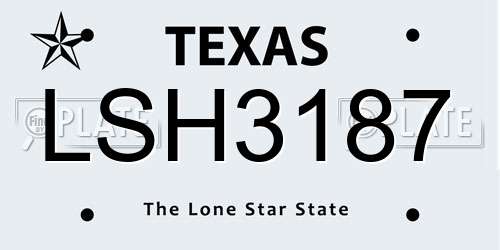 LSH3187 Texas License Plate
