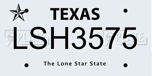 LSH3575 Texas License Plate