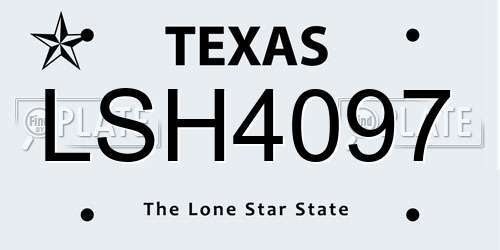 LSH4097 Texas License Plate