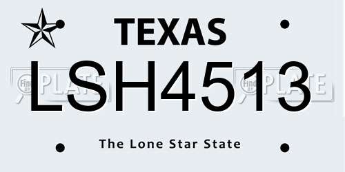 LSH4513 Texas License Plate