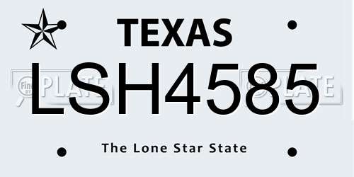 LSH4585 Texas License Plate