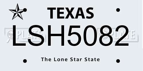 LSH5082 Texas License Plate