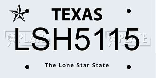 LSH5115 Texas License Plate