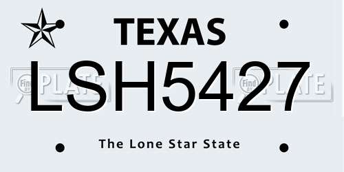 LSH5427 Texas License Plate