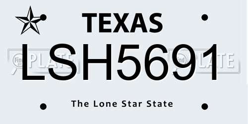 LSH5691 Texas License Plate