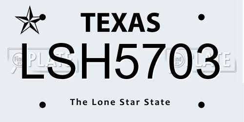 LSH5703 Texas License Plate