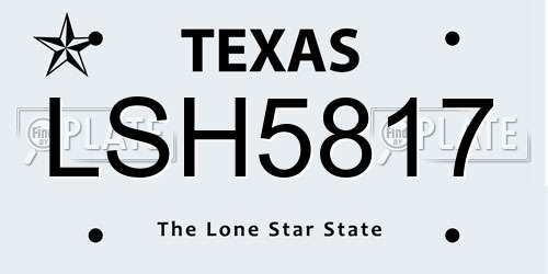 LSH5817 Texas License Plate