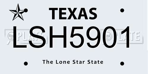LSH5901 Texas License Plate