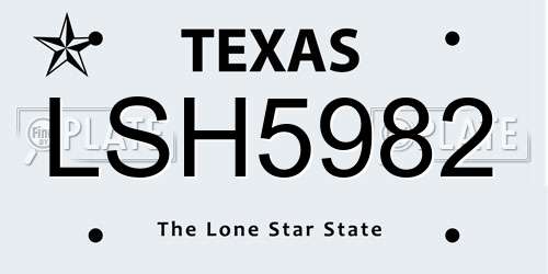 LSH5982 Texas License Plate