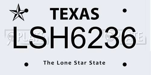 LSH6236 Texas License Plate