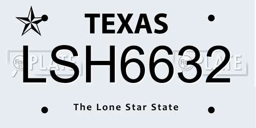LSH6632 Texas License Plate