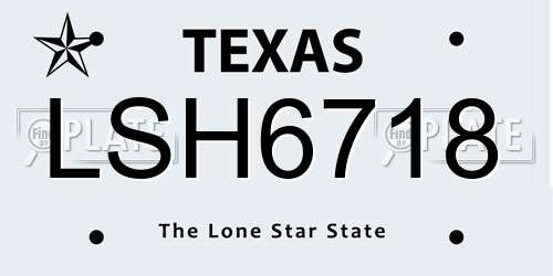 LSH6718 Texas License Plate