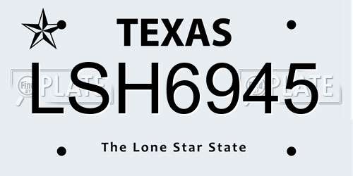 LSH6945 Texas License Plate
