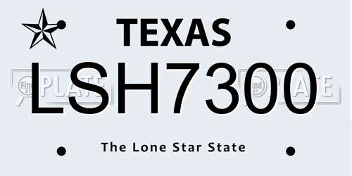 LSH7300 Texas License Plate