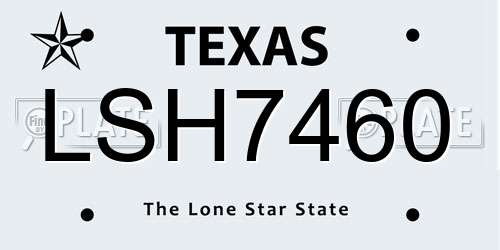 LSH7460 Texas License Plate