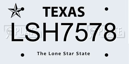 LSH7578 Texas License Plate