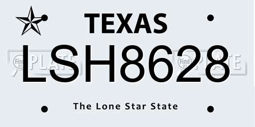 LSH8628 Texas License Plate
