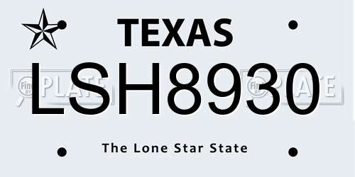 LSH8930 Texas License Plate