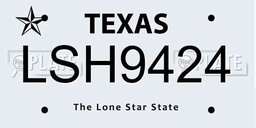LSH9424 Texas License Plate