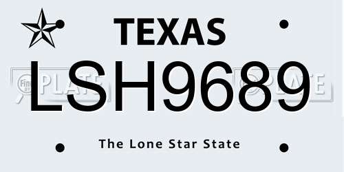 LSH9689 Texas License Plate