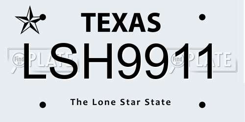 LSH9911 Texas License Plate