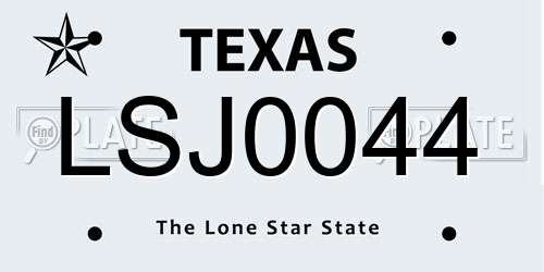 LSJ0044 Texas License Plate