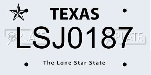 LSJ0187 Texas License Plate