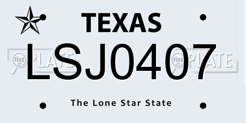 LSJ0407 Texas License Plate