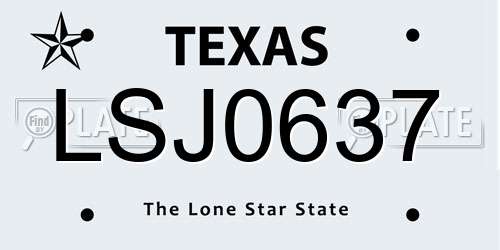 LSJ0637 Texas License Plate