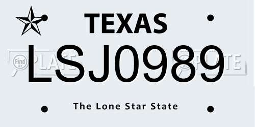 LSJ0989 Texas License Plate