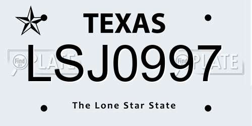 LSJ0997 Texas License Plate