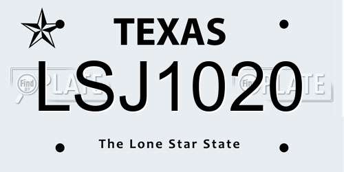 LSJ1020 Texas License Plate